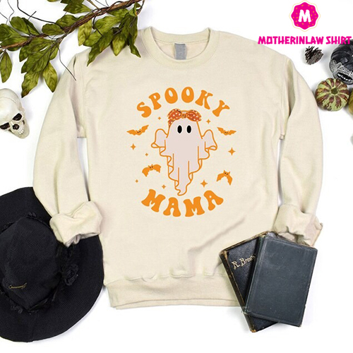 Spooky Mama Swetashirt,Womens Halloween Sweatshirt,Gift for Mom,Fall Sweatshirt,Spooky Vibes Sweatshirt,Mother Sweatshirt,Spooky Mom