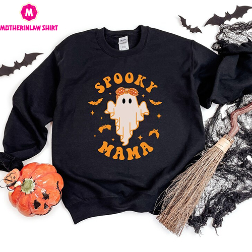 Spooky Mama Swetashirt,Womens Halloween Sweatshirt,Gift for Mom,Fall Sweatshirt,Spooky Vibes Sweatshirt,Mother Sweatshirt,Spooky Mom