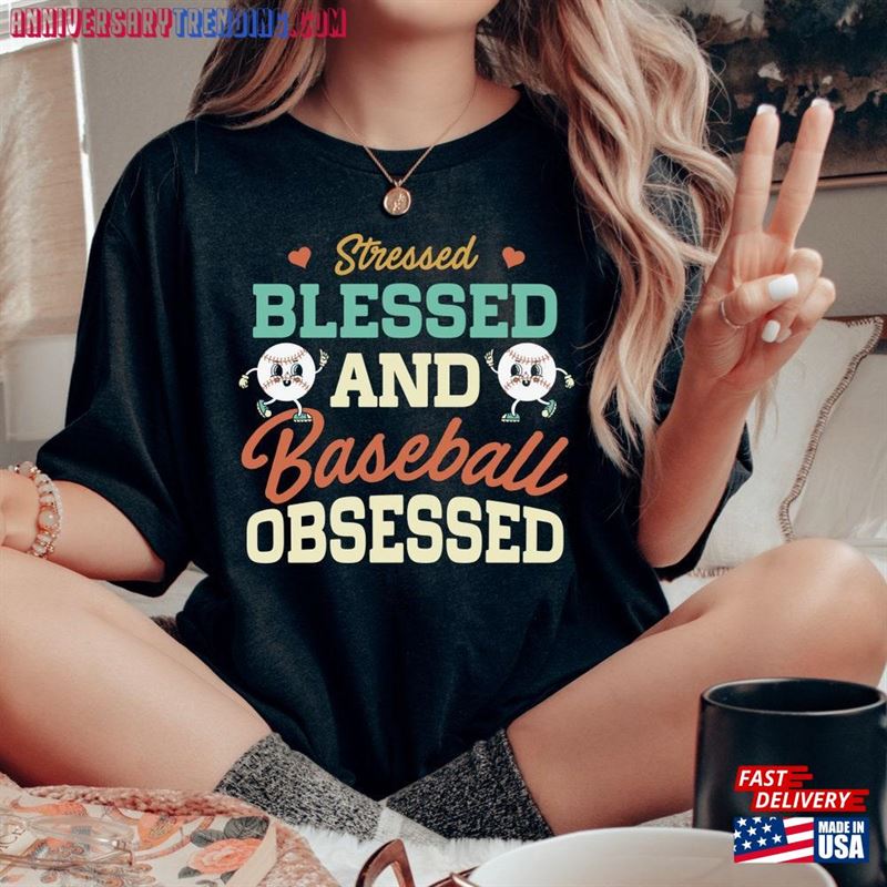 Stressed Blessed And Baseball Obsessed Tee Mom Shirt Senior T-Shirt Classic – Bipubunny Store