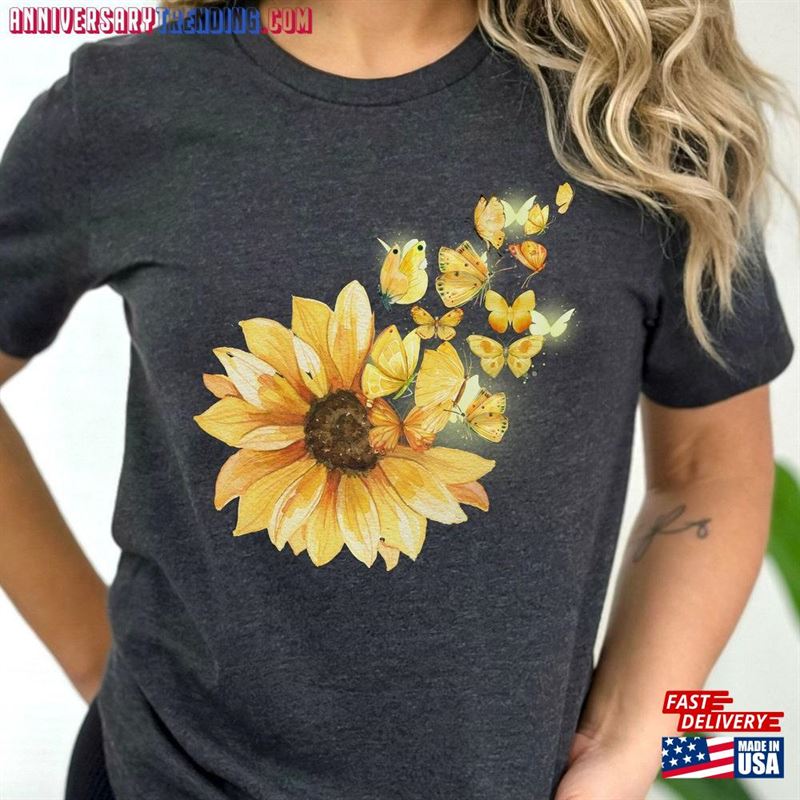 Sunflower Butterfly Shirt Gardener Classic Unisex – Bipubunny Store