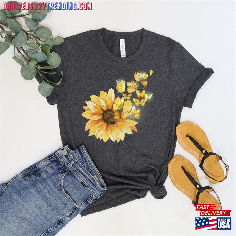 Sunflower Butterfly Shirt Gardener Classic Unisex – Bipubunny Store