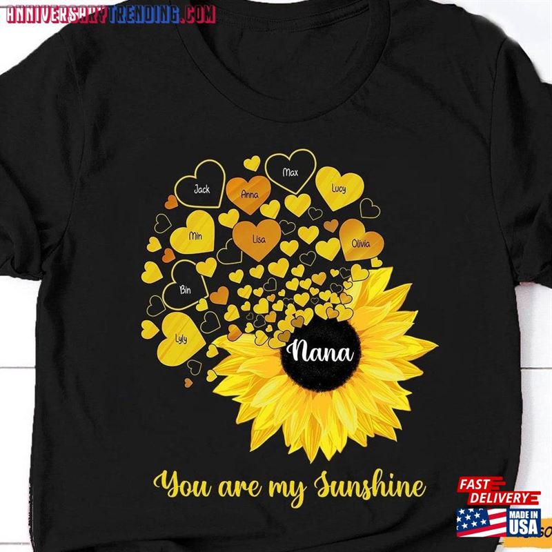 Sunflower Grandma Nana You Are My Sunshine Kid Names Personalized T-Shirt Gift For Mom Shirt Mother Hoodie – Bipubunny Store