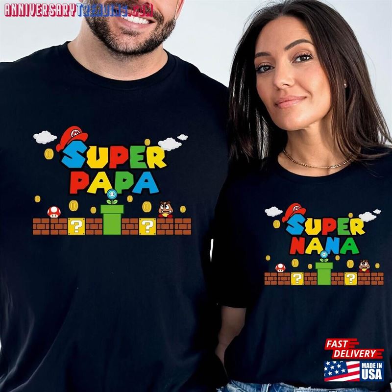 Super Papa Nana Shirt Gamer Couple Gift For Mom And Dad Classic Sweatshirt – Bipubunny Store