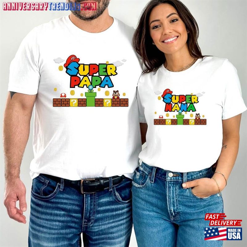 Super Papa Nana Shirt Gamer Couple Gift For Mom And Dad Classic Sweatshirt – Bipubunny Store