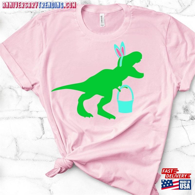 T Rex With Bunny Ears And Easter Basket Bella Canvas Tee Classic Sweatshirt -Bipubunny Store