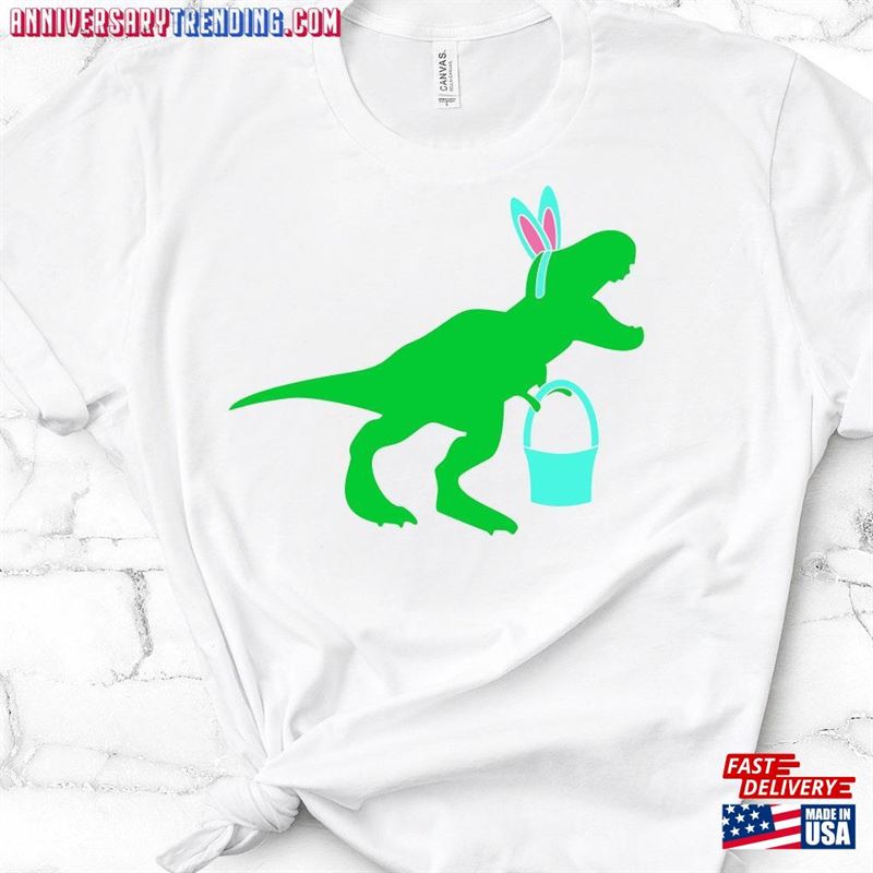 T Rex With Bunny Ears And Easter Basket Bella Canvas Tee Classic Sweatshirt -Bipubunny Store