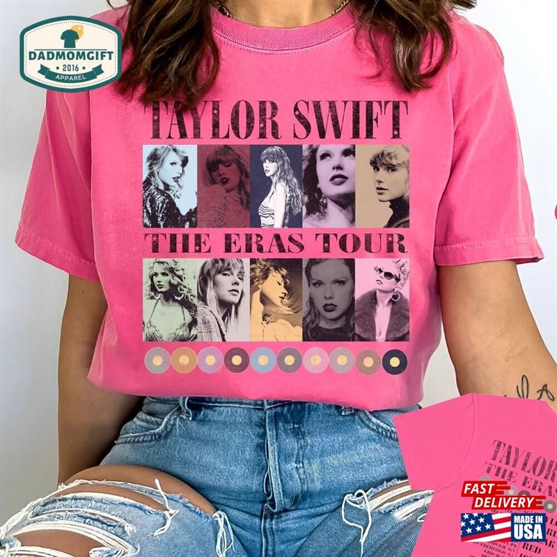 The Eras Tour T-Shirt With Dates Taylor Swift Concert Merch Swiftie Gift Vintage Style Tee Unisex Garment Dyed Comfort Colors T Sweatshirt Hoodie