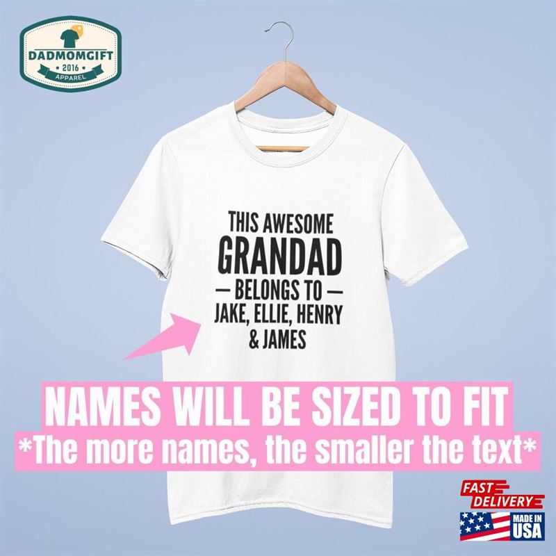 This Awesome Grandad Belongs To Personalised Mens T-Shirt Kids Names Personalized Sweatshirt Hoodie