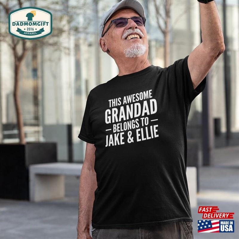 This Awesome Grandad Belongs To Personalised Mens T-Shirt Kids Names Personalized Sweatshirt Hoodie