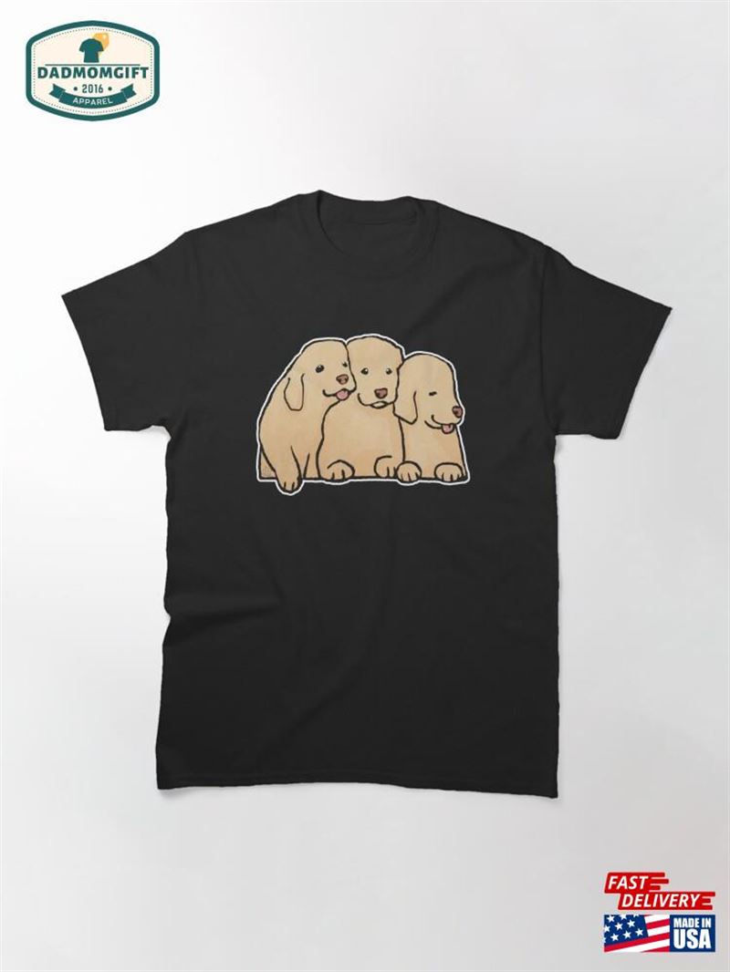 This Dad Love His Triplets Golden Retriever Puppy Classic T-Shirt Unisex