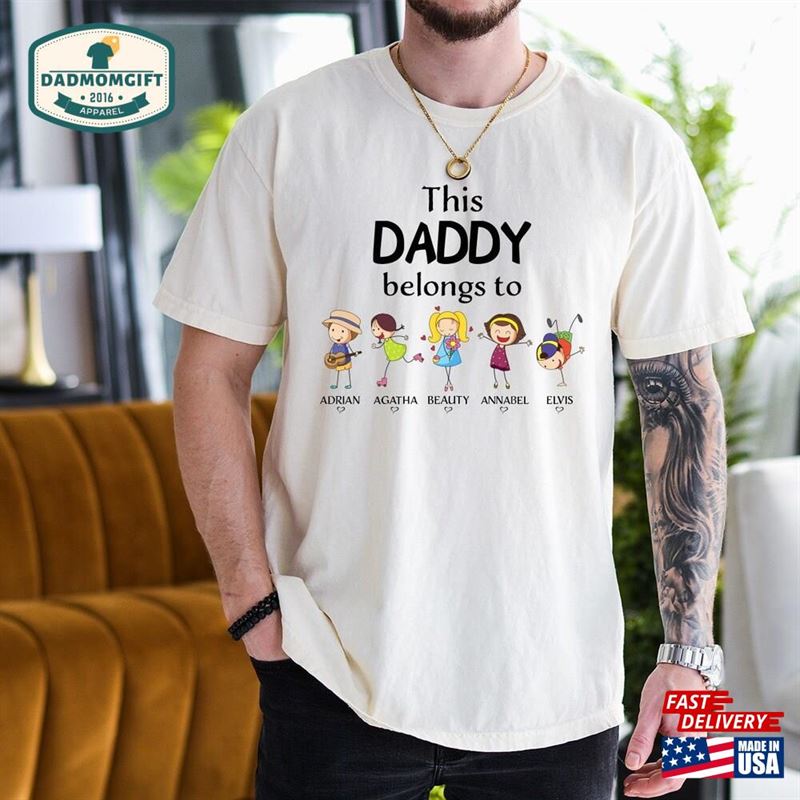 This Grandpa Belongs To Shirt Custom With Kids Name Personalized Papa T-Shirt Unisex