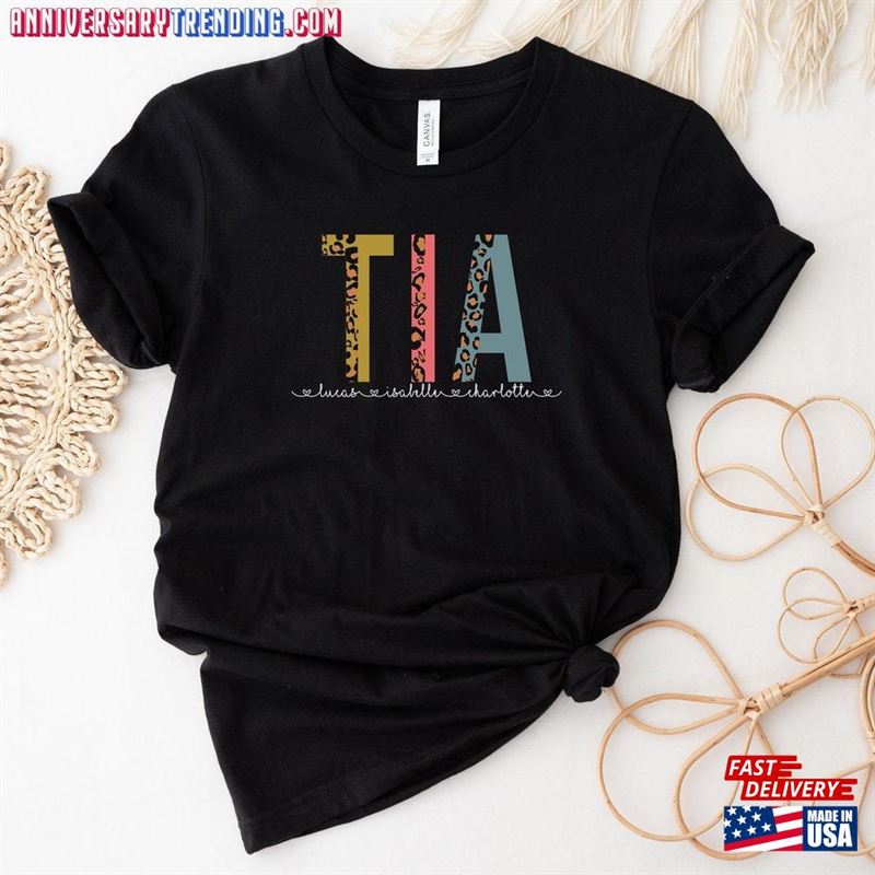 Tia Shirt Custom Mothers Day Gift T-Shirt With Kids Names Aunt Birthday Classic – Bipubunny Store