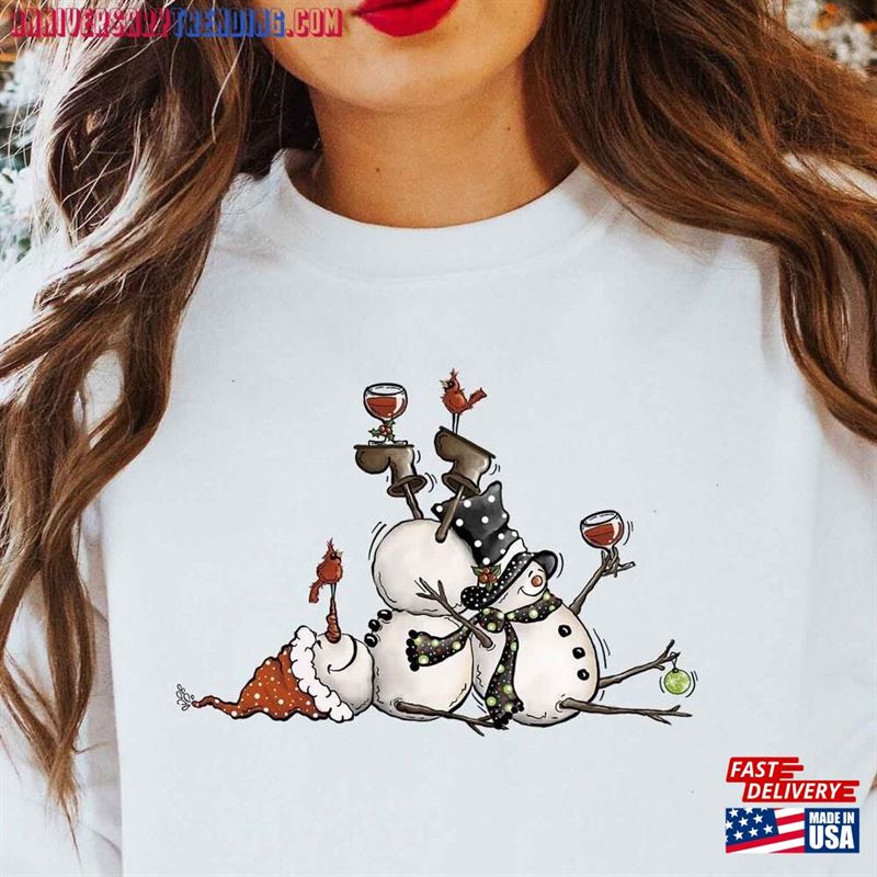 Tipsy Snowman Sweatshirt Christmas Tee Holiday Season Classic -Bipubunny Store