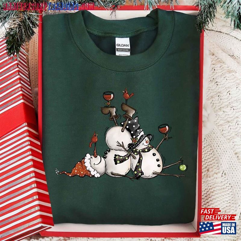 Tipsy Snowman Sweatshirt Christmas Tee Holiday Season Classic -Bipubunny Store