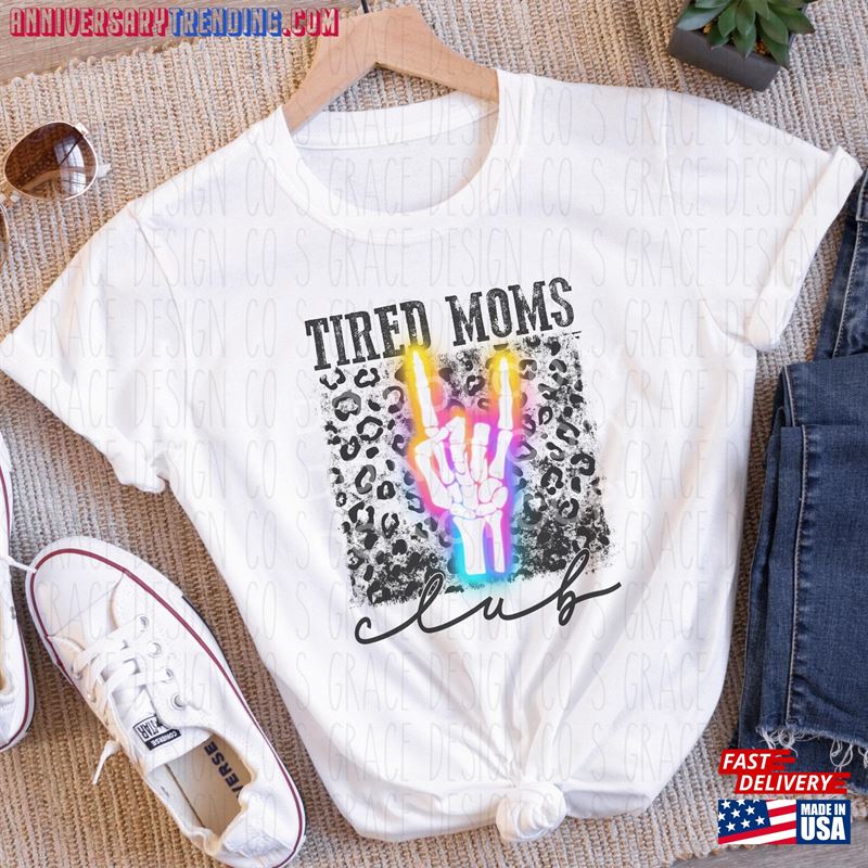 Tired Mom Club Skelly Neon Graphic Tee Sublimation Classic T-Shirt – Bipubunny Store