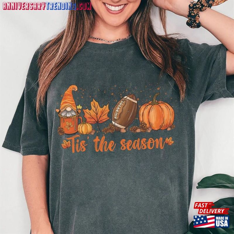 Tis The Season Tee Shirt Fall Pumpkin Football T-Shirt For Women Hoodie – Bipubunny Store