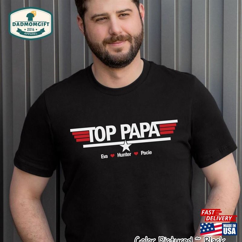 Top Papa Shirt Fathers Day Personalized With Grandkids Names Hoodie T-Shirt