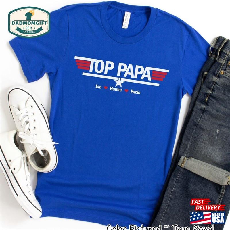 Top Papa Shirt Fathers Day Personalized With Grandkids Names Hoodie T-Shirt