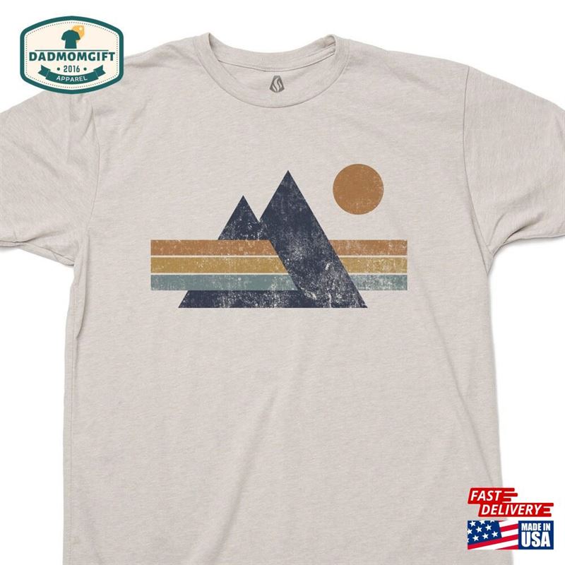 Tshirt Men Mountain Prism Graphic Tee Outdoor T-Shirt Classic Unisex