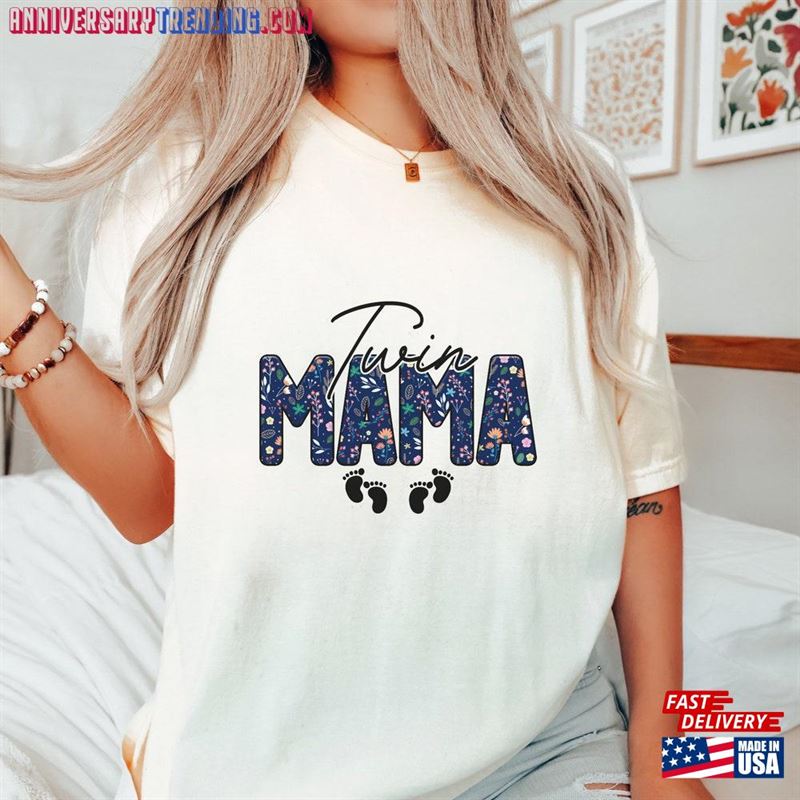 Twin Mom Floral Print Shirt For Mother’s Day Gift Mama Oversized Tee Unisex Classic – Bipubunny Store