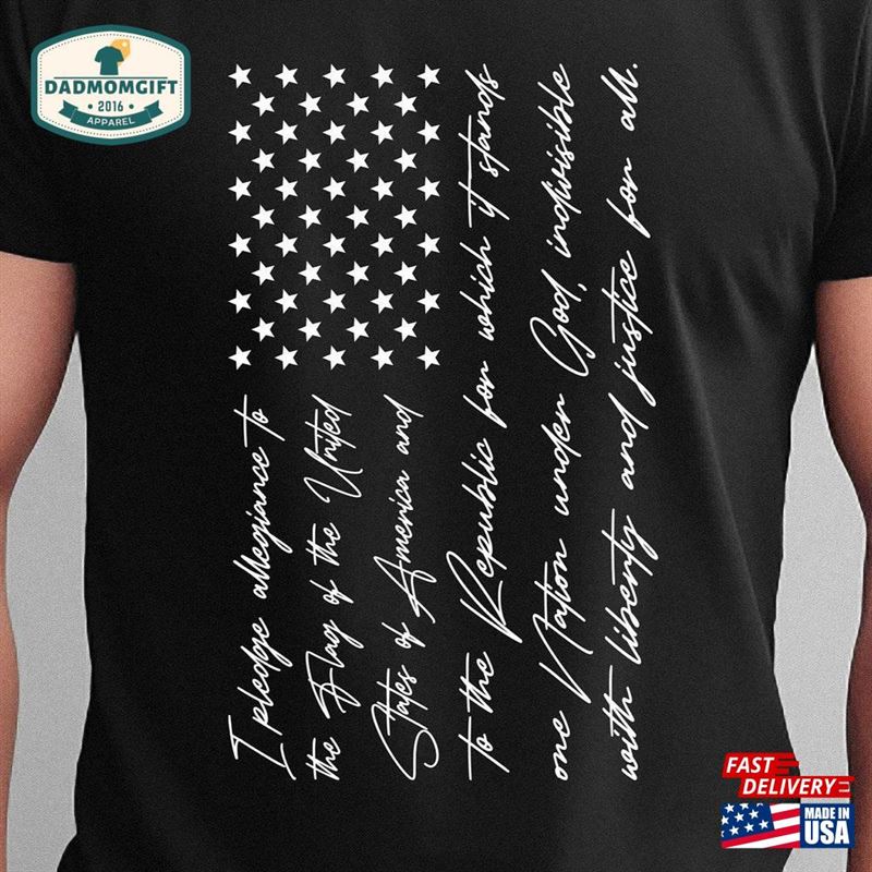 Usa Flag Shirt With Pledge Of Allegiance 4Th July America T-Shirt Sweatshirt