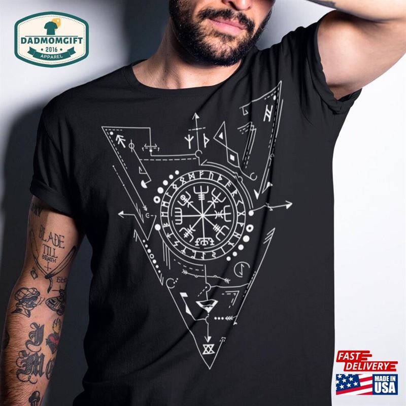 Vegvisir The Viking Compass Norse Pagan Symbol Sign T-Shirt 3 4 Raglan Shirt Tank Top Clothing Father Hoodie Unisex