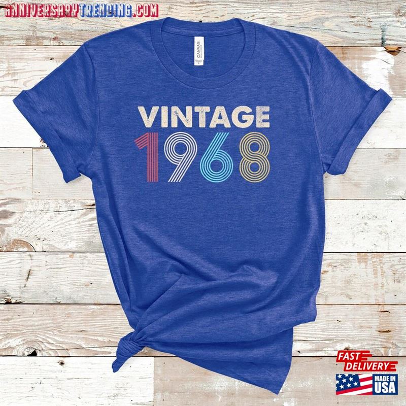 Vintage 1968 Shirt Distressed Retro Fade 54Th Birthday Hoodie Unisex – Bipubunny Store