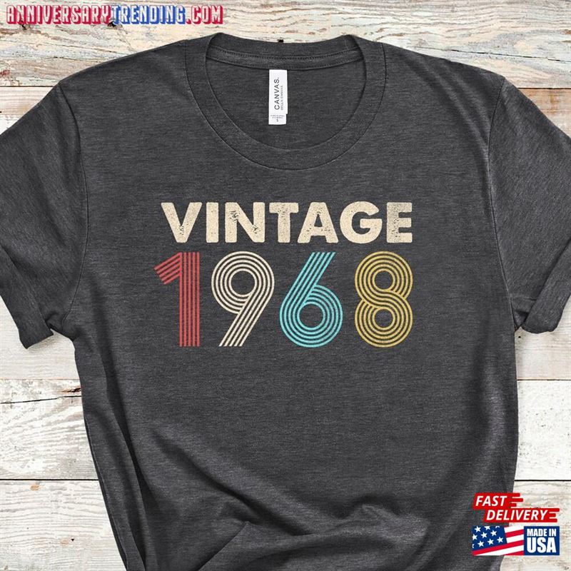 Vintage 1968 Shirt Distressed Retro Fade 54Th Birthday Hoodie Unisex – Bipubunny Store