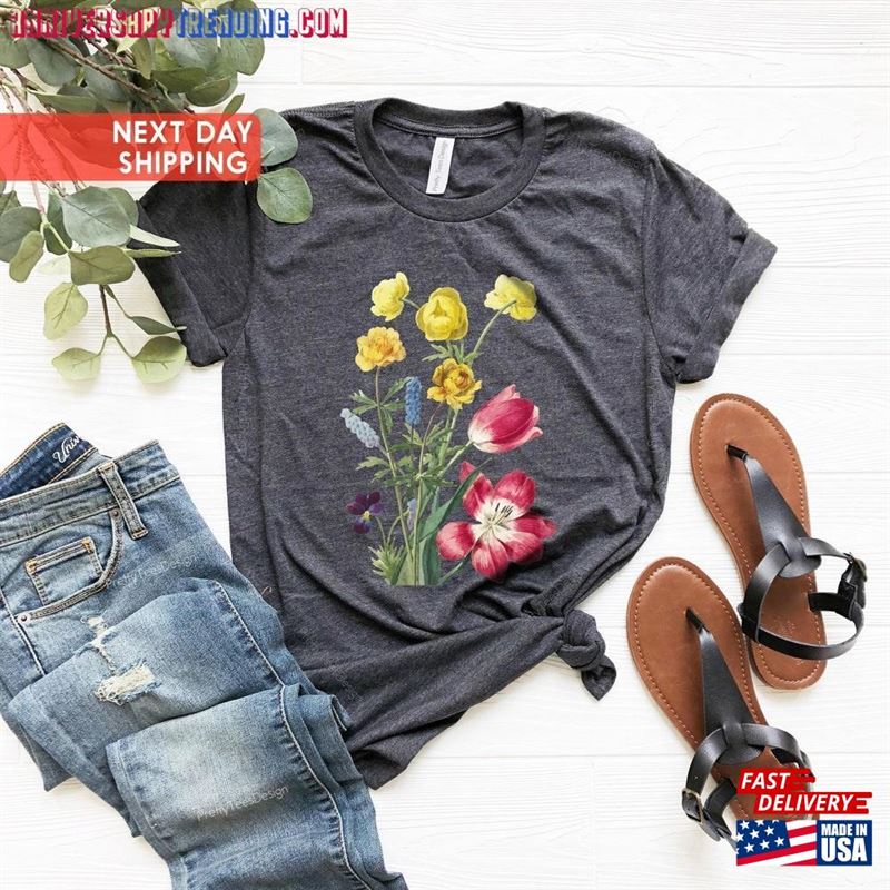 Vintage Flower Shirt Mothers Day Mom T-Shirt Classic Unisex – Bipubunny Store