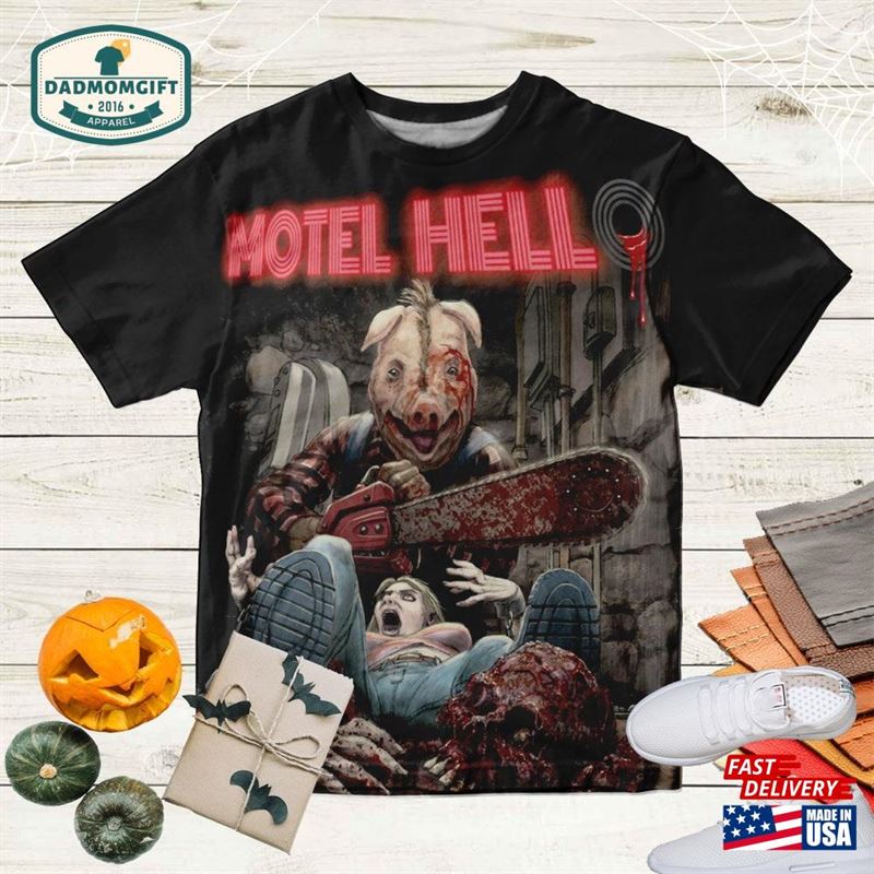 Vintage Horror Motel Hell Short Sleeve Unisex 3D T-Shirt T Sweatshirt