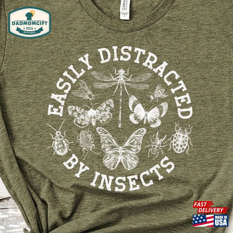 Vintage Insect T-Shirt Easily Distracted By Insects Bug Shirt Classic Hoodie