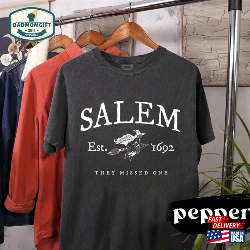 Vintage Salem Witch Comfort Color Shirt Massachusetts Trials 1692 They Missed One Hoodie Classic