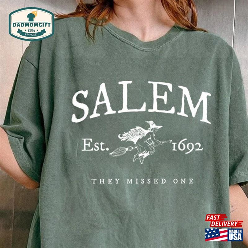 Vintage Salem Witch Comfort Color Shirt Massachusetts Trials 1692 They Missed One Hoodie Classic