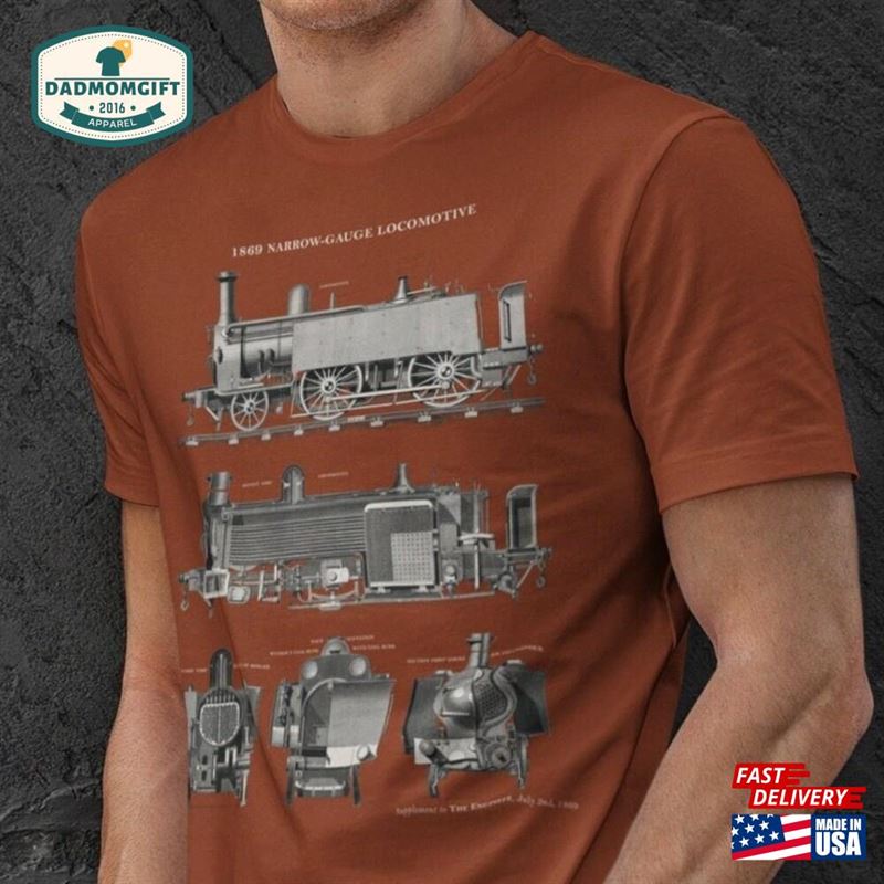 Vintage Train Unisex Shirt Fathers Day Gift Railroad Engineer Tee Hoodie