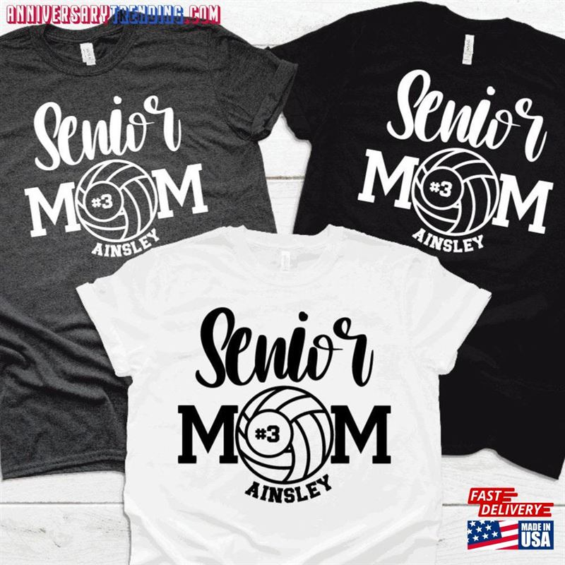 Volleyball Mom Senior Night T-Shirt T-Shirts Fall Ball Support Classic Unisex – Bipubunny Store