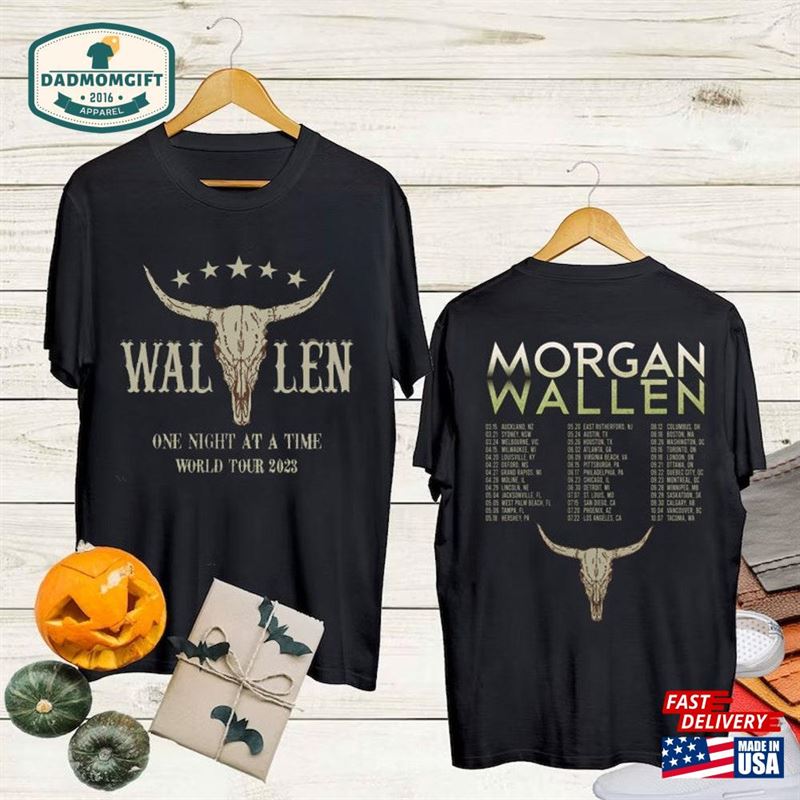 Wallen Bull Skull Shirt Morgan One Night At A Time World Tour 2023 T-Shirt Cowboy Hoodie