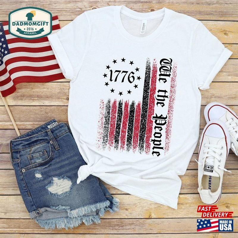 We The People Shirt Patriotic Shirts For Women Men Vintage Usa Flag Tee Unisex Classic