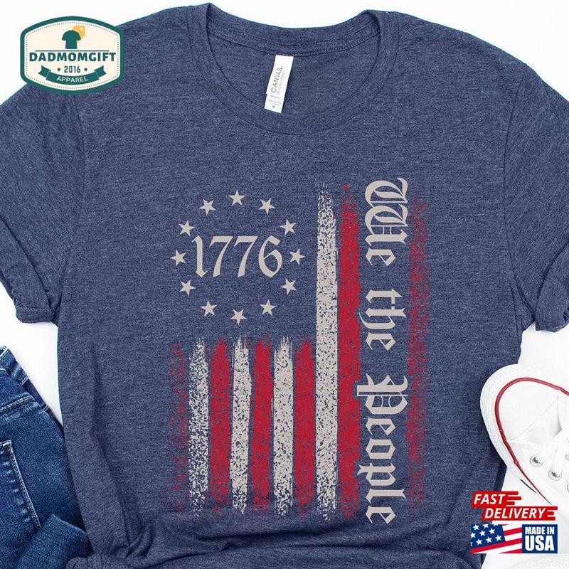 We The People Shirt Patriotic Shirts For Women Men Vintage Usa Flag Tee Unisex Classic