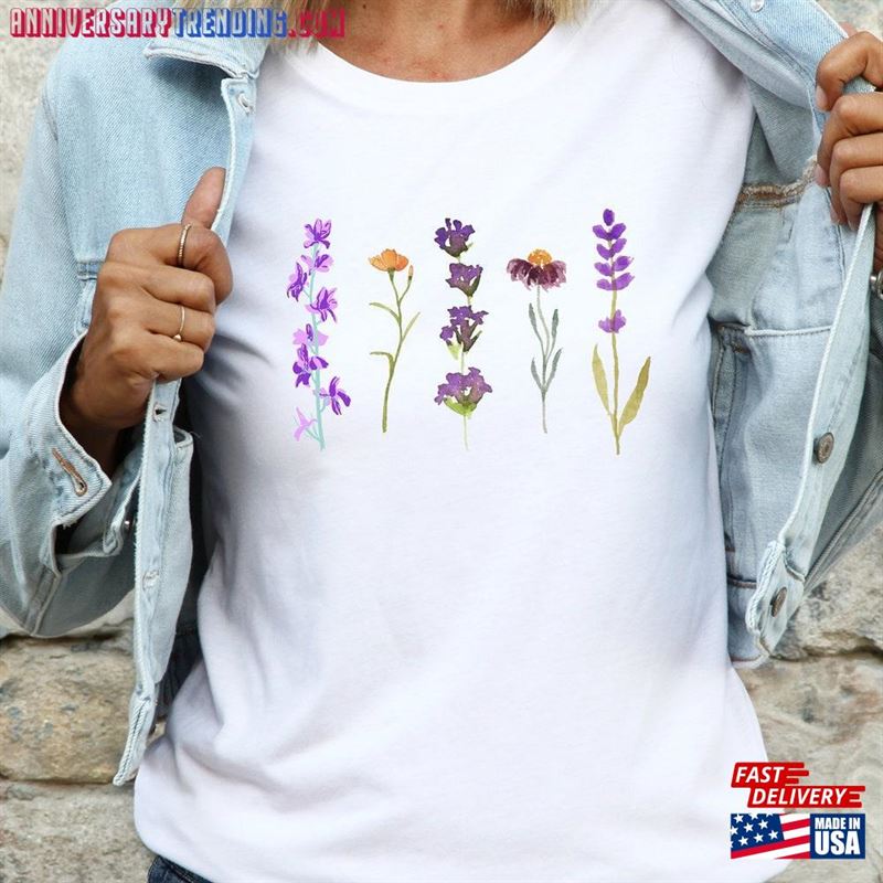 Wildflower Shirt Beautiful Purple Gold Flowers Mother Sweatshirt Unisex -Bipubunny Store