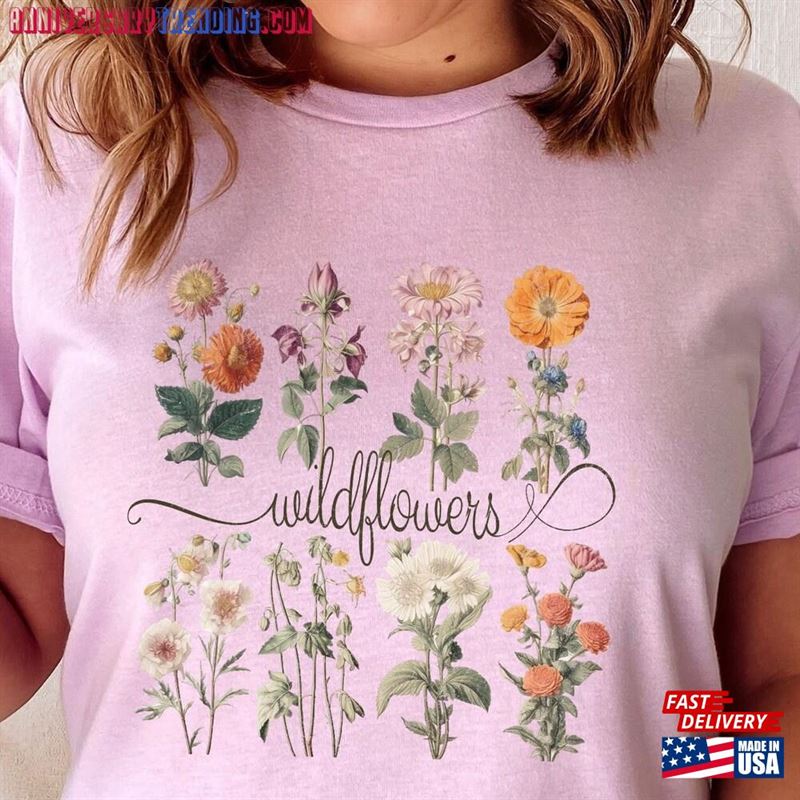 Wildflower Shirt Boho Vintage Wildflowers Trendy Women Classic Hoodie – Bipubunny Store