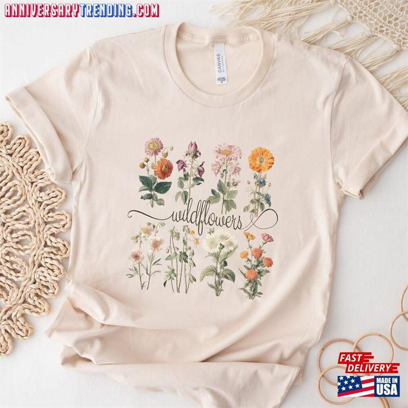 Wildflower Shirt Boho Vintage Wildflowers Trendy Women Classic Hoodie – Bipubunny Store