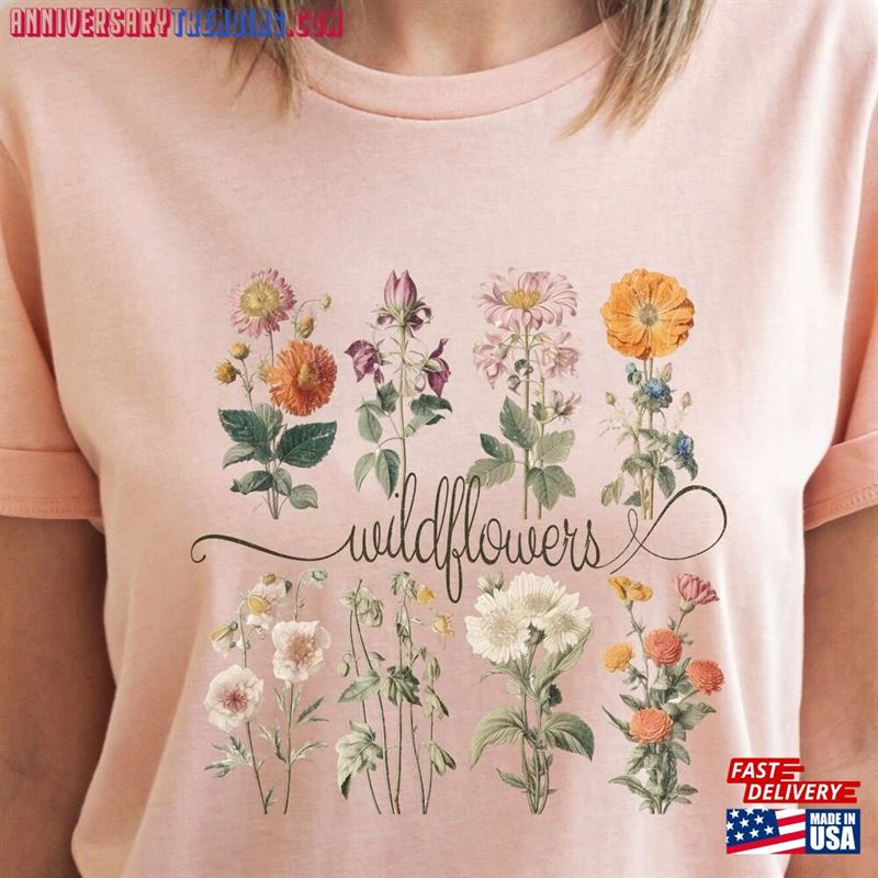 Wildflower Shirt Boho Vintage Wildflowers Trendy Women Sweatshirt T-Shirt – Bipubunny Store