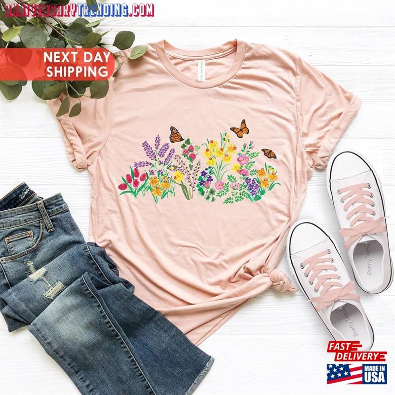 Wildflower Shirt Flowers T-Shirt Butterflies Tee Unisex Classic – Bipubunny Store