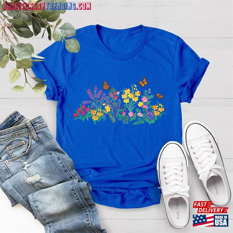 Wildflower Shirt Flowers T-Shirt Butterflies Tee Unisex Classic – Bipubunny Store