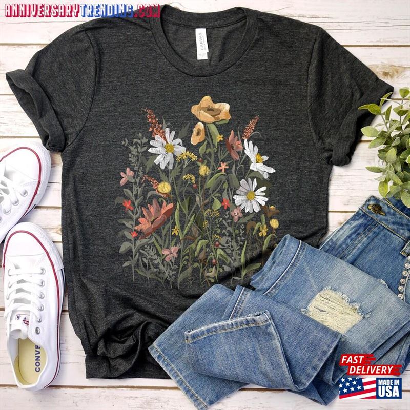 Wildflower Tshirt Vintage Flower Gardening Gift T-Shirt Classic – Bipubunny Store