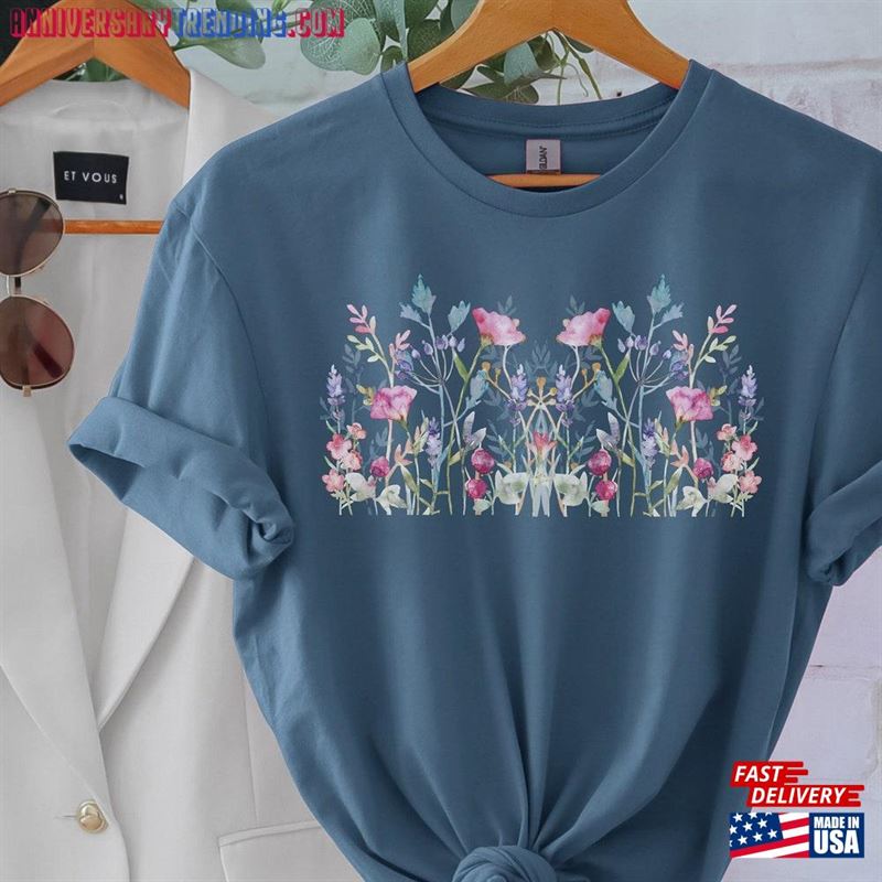 Wildflowers In Watercolour Ladies T Shirt Trending Fashion T-Shirt Unisex – Bipubunny Store