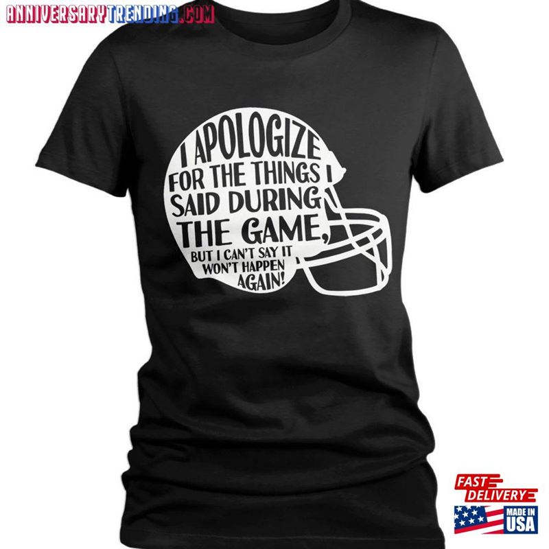 Women’s Funny Football T-Shirt Apology Helmet Shirts Graphic Tee Unisex – Bipubunny Store