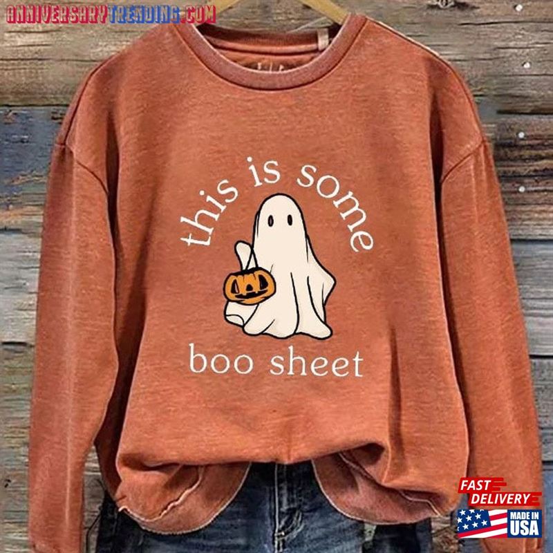 Women’s Halloween This Is Some Boo Sheet Floral Round Sweatshirt Ghost T-Shirt Hoodie Unisex – Bipubunny Store