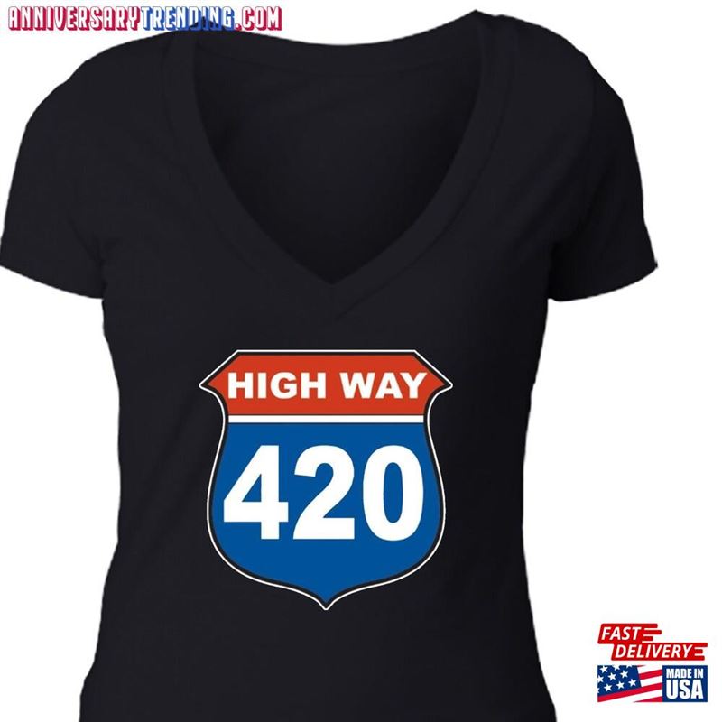 Women’s High Way 420 Marijuana Leaf Weed Pot Kush Bud Joint Dope Gift V Classic Hoodie – Bipubunny Store