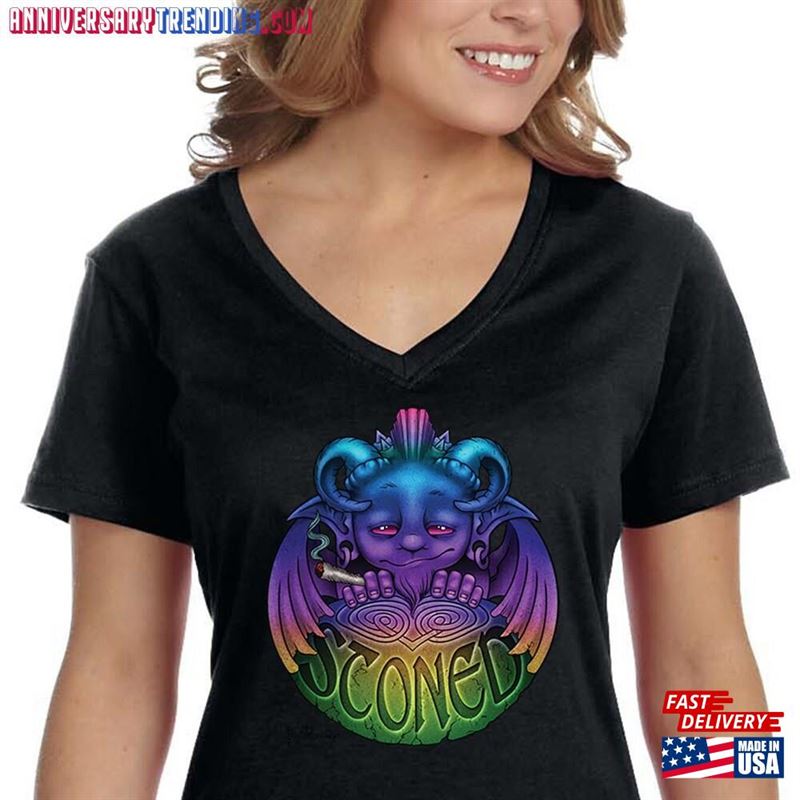 Women’s Stoned Gargoyle V Neck T-Shirt Unisex Classic -Bipubunny Store